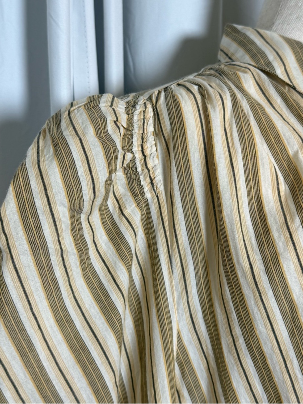 Ulla Johnson Dari Blouse Sand Stripe Puff Sleeve 100% Cotton Womens 12 NWT - Picture 9 of 15